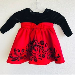 RARE EDITIONS Christmas Velvet Red Satin Dress